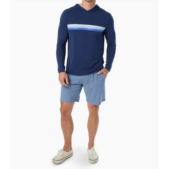 NEW FAIR HARBOR seabreeze long sleeve pull-on hoodie in navy hombre - Picture 1 of 5